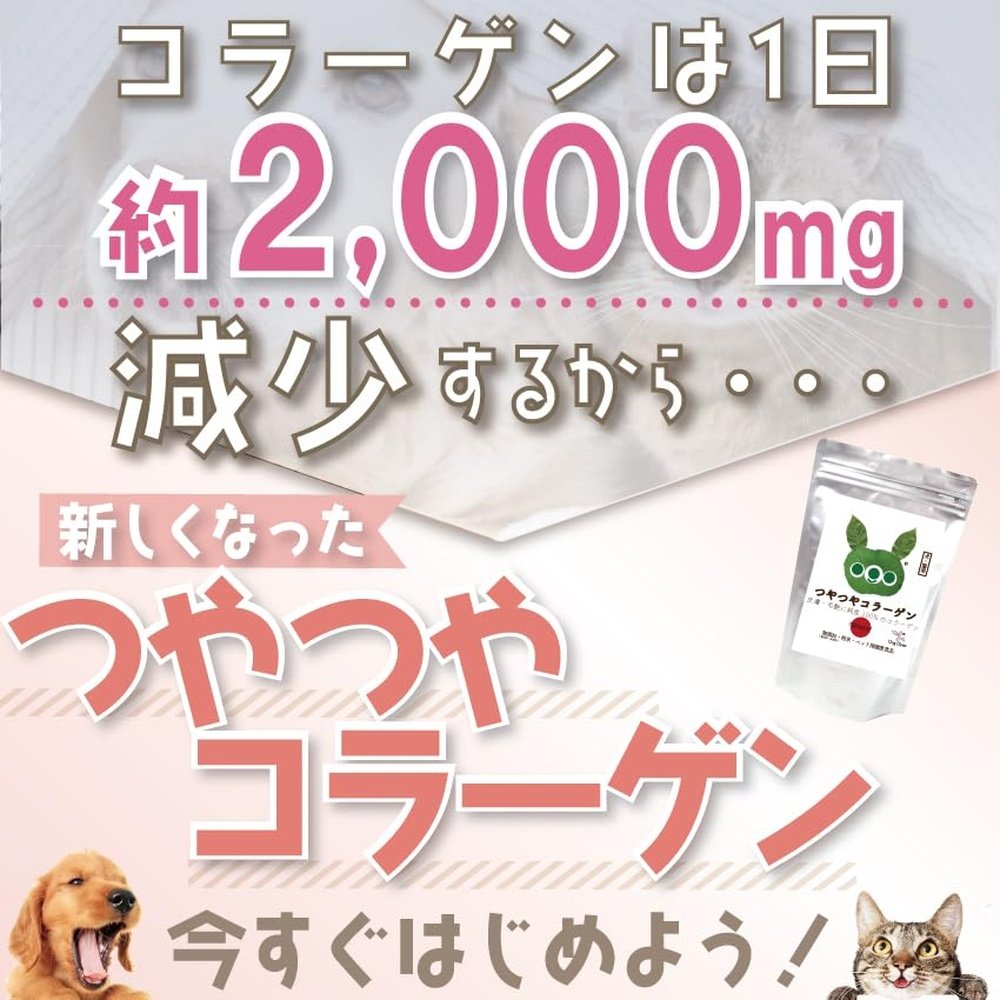 狗/貓毛髮和皮膚護理補充品(閃亮膠原蛋白)100000毫克膠原蛋白粉無添加抗衰老護理高純度低分子膠原蛋白肽無味無臭(45克)
