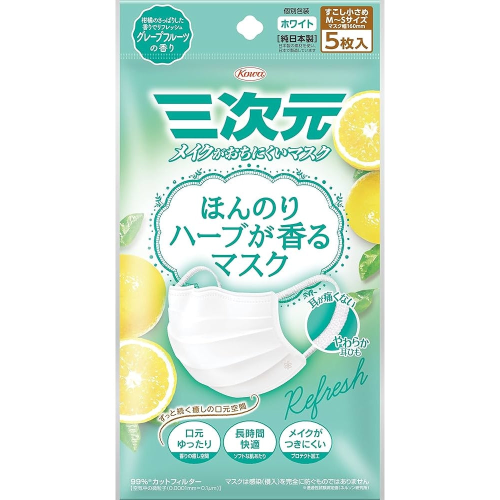 興和 三次元 日本製 抗菌口罩 M-S (柚子香) (5片 x10包)