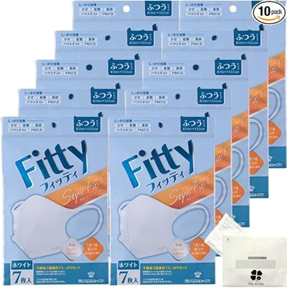 特惠裝!  Fitty 舒適立体日本口罩 White 7片(M) (白色) (x10包) - Marche Tokyo facemask