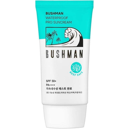 BUSHMAN 防水防曬霜 50g SPF50+ PA++++，珊瑚礁友善型，針對衝浪者、尾波滑水者和潛水員開發的產品，運動員使用