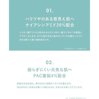 KisoCare 菸鹼醯胺 20% + PCA 鋅 4% + 4 種玻尿酸高複合精華液 30ml 日本製造 Kiso Niamide 精華液 NA20