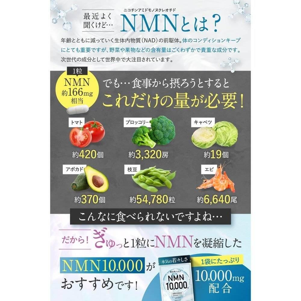 NMN 補充劑 10,000 毫克日本製造高純度 99.9% 透明質酸膠原蛋白胎盤神經酰胺 60 粒國內 GMP 工廠新日本健康…