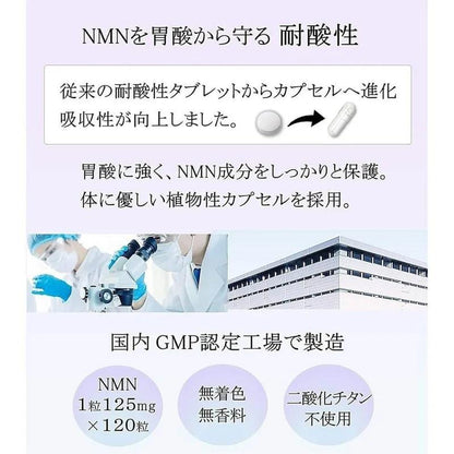 NMN 15000 1 片 125 mg x 120 片 + 10 種 國產 純度 100 β 型 耐酸 GMP 無鈦