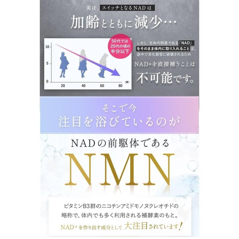 黃金 NMN 補充劑 9000 毫克 高含量補充劑 純日本製造 高純度 99% 以上 日本製造抗衰老護理 GMP 認證工廠製造 60 片 9000